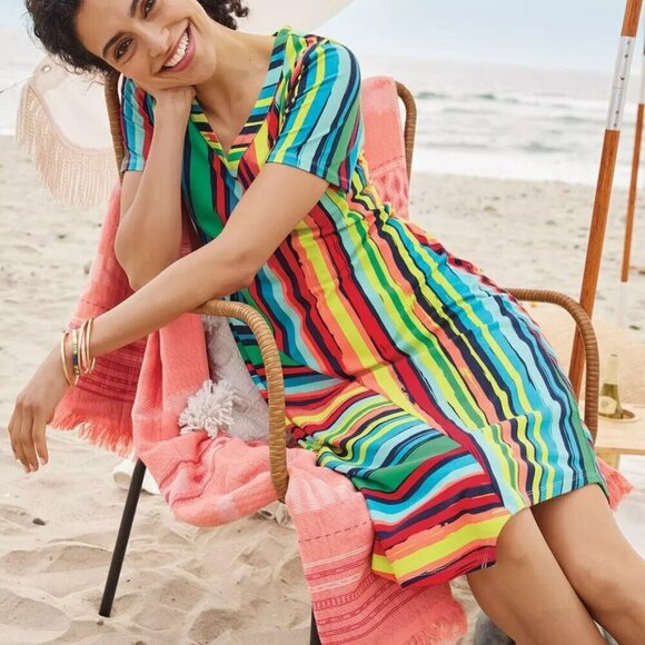 RAINBOW HAPPY PLACE DRESS PS Soft Surroundings Asymmetrical Loungewear Sleep PJs - Picture 3 of 10